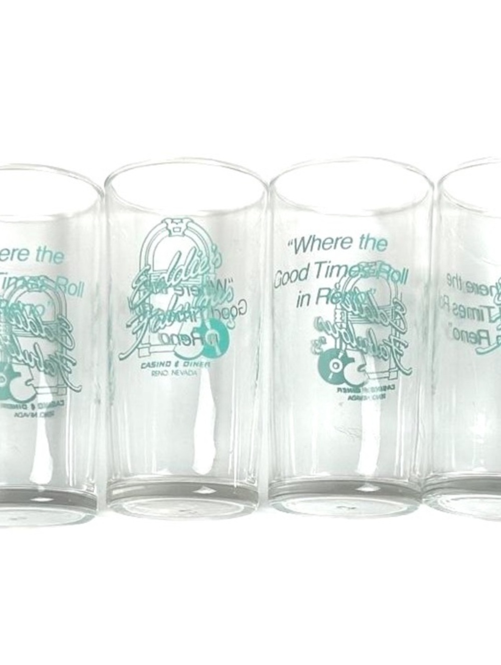 Vintage Eddie's Fabulous 50's Casino & Diner Reno NV Glasses, Set of 6 Tumblers